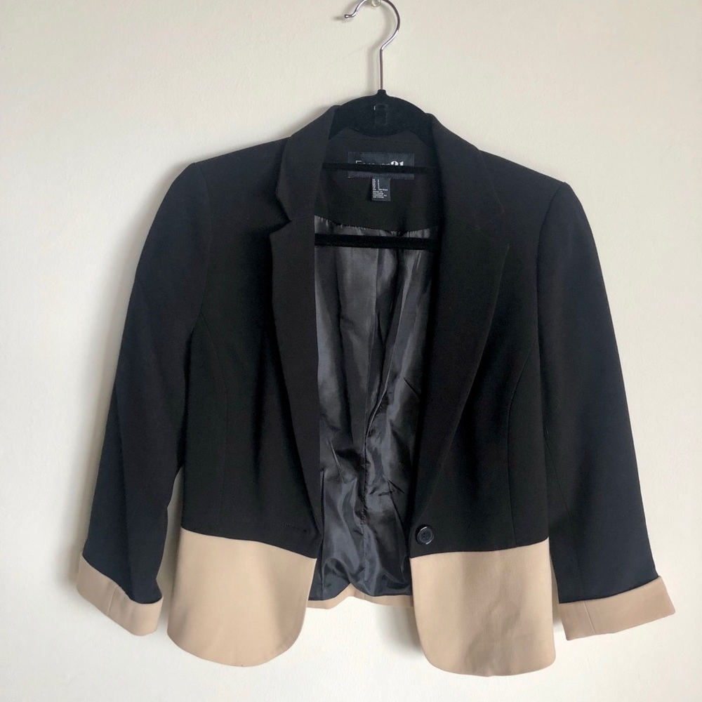 Black and Beige Blazer Jacket